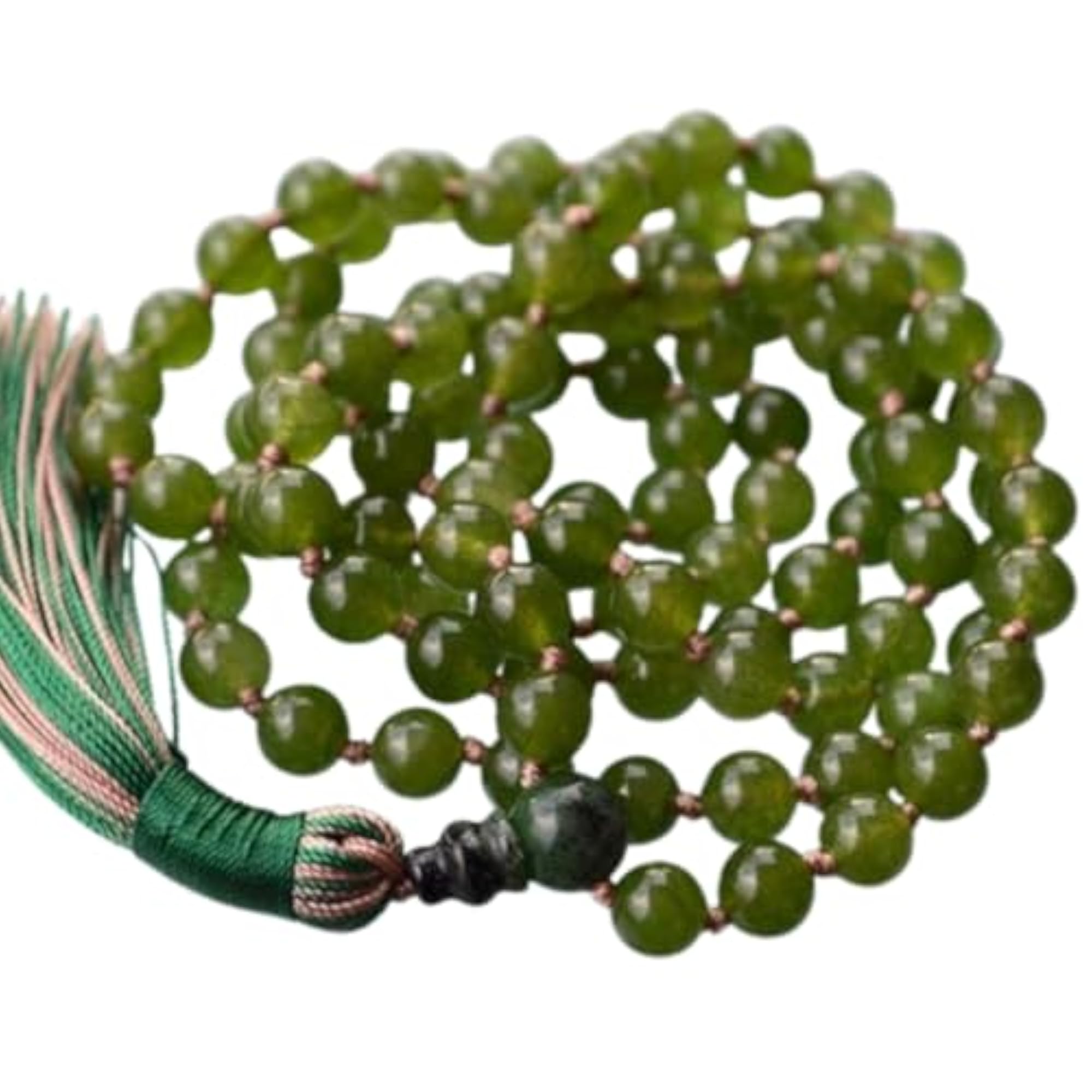 Natural Nephrite Jade 6MM Beaded Handmade Prayer Mala Necklace